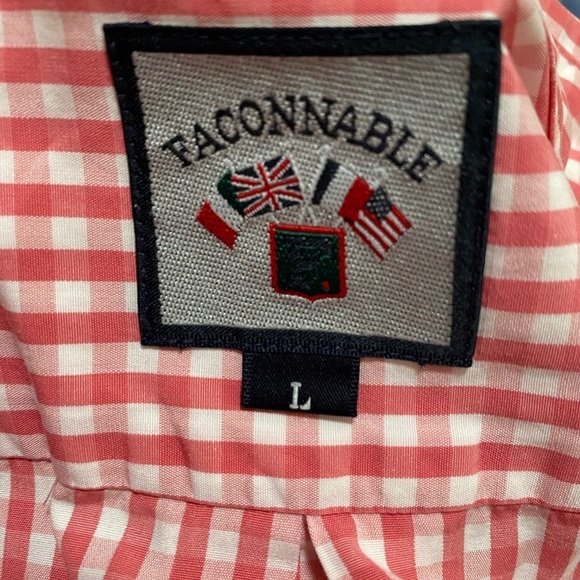 Faconnable Checked Button Up Shirt Pink Size Large short sleeve - Picture 5 of 9